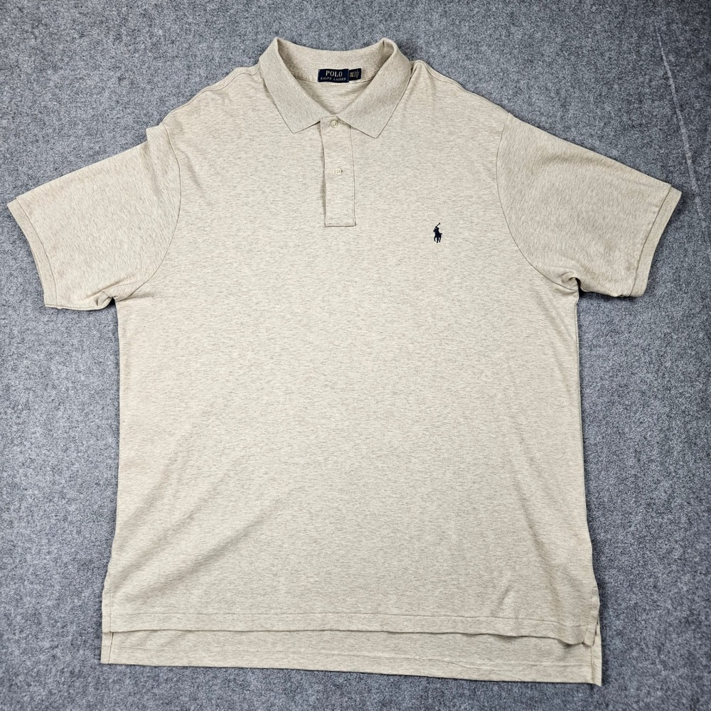 Polo Ralph Lauren Mens 3XLT Oatmeal Heather Short Sleeve Polo Shirt